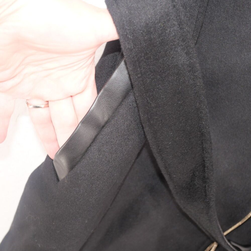 NEW Vince Camuto Women's Small Belted Wool Blend Midi Trench Coat Winter Black - Picture 9 of 12